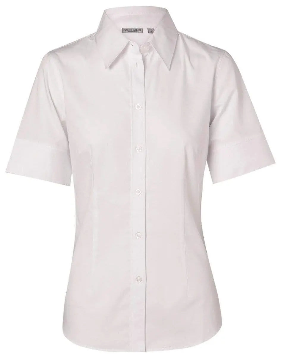 BENCHMARK Women's Fine Twill Short Sleeve Shirt  M8030S Corporate Wear Benchmark White 6